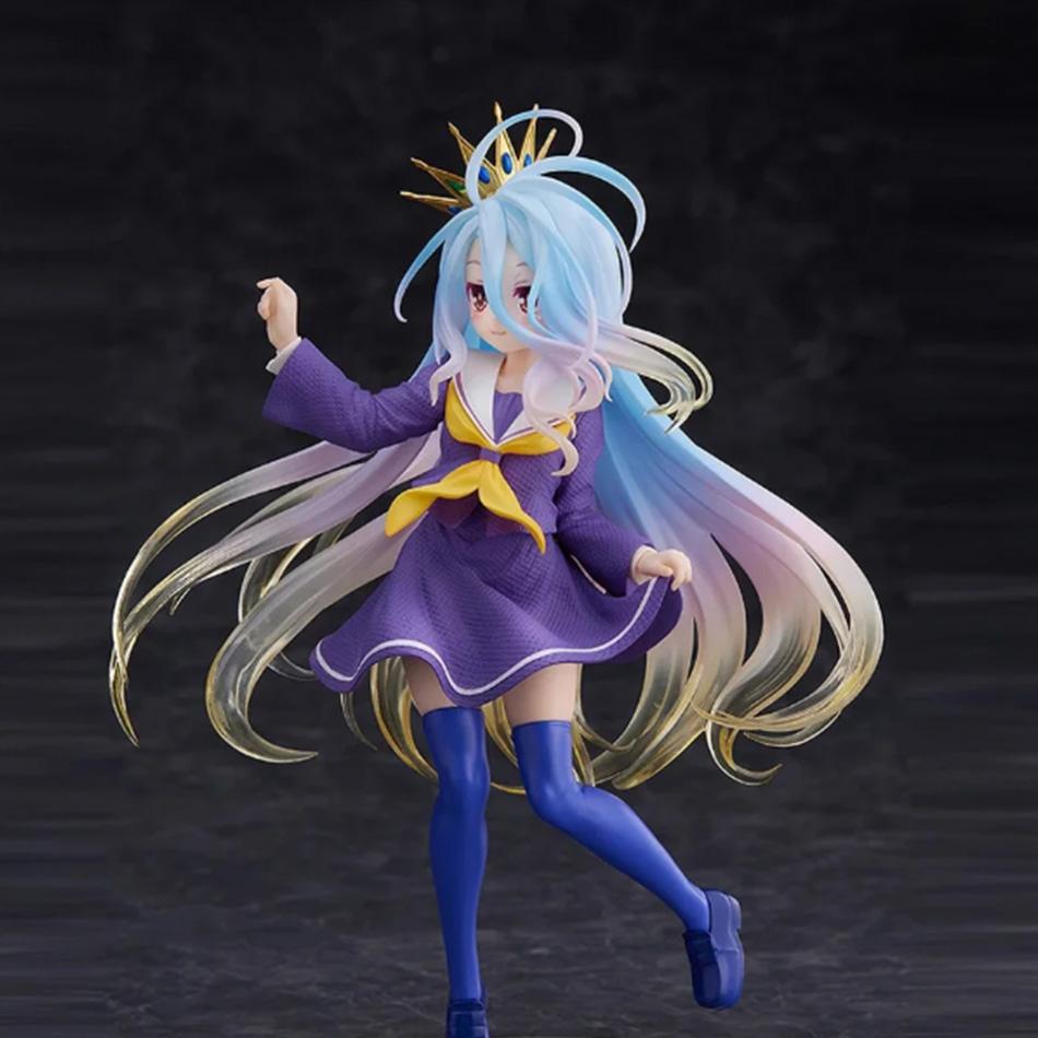 Figura Anime 18cm No Game No Life - Shiro con Orecchie da Gatto Uniforme Scolastica Figura d'Azione in PVC Giocattolo da Collezione Regalo
