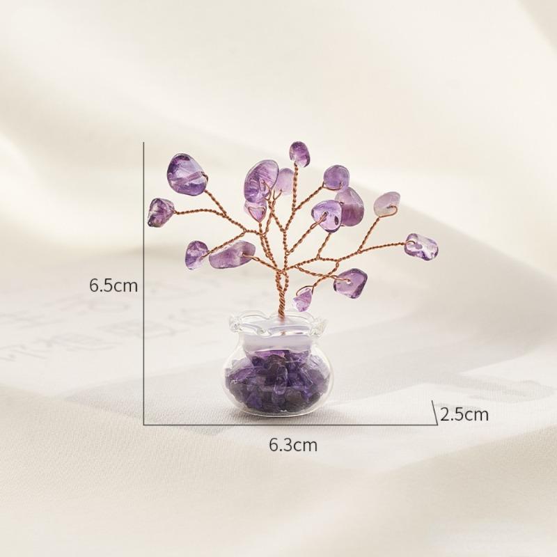 

1PC Міні Золота рибка Чаша Дерево Маленькі прикраси в горщиках Креативний милий стиль офісний стіл Прикраса автомобіля фіолетовий