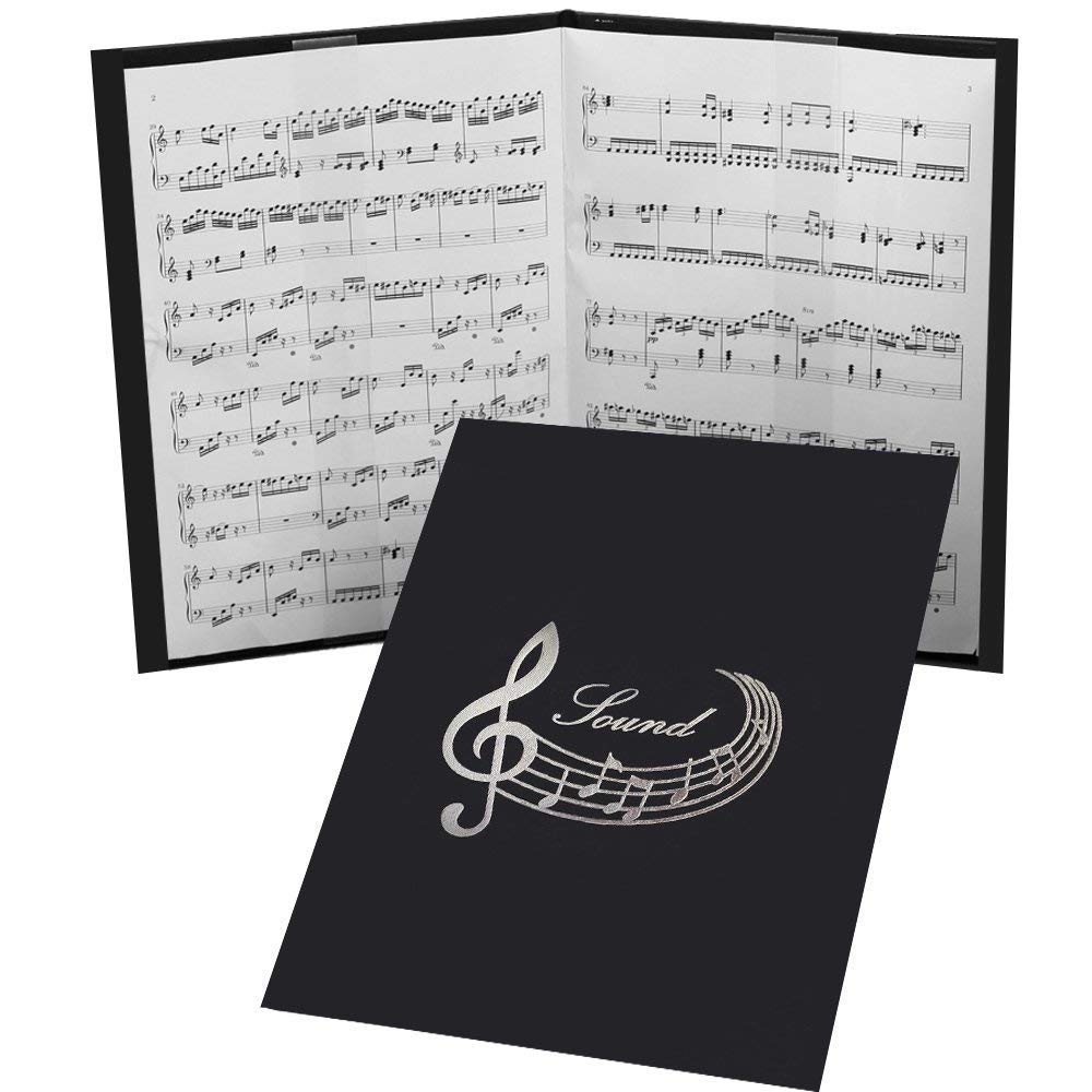 Music File, Music Stand, 2 Pages (with Music Clips), Black, for Single Sheets or Long Sheets of Music. This Popular Music File Is Perfect for