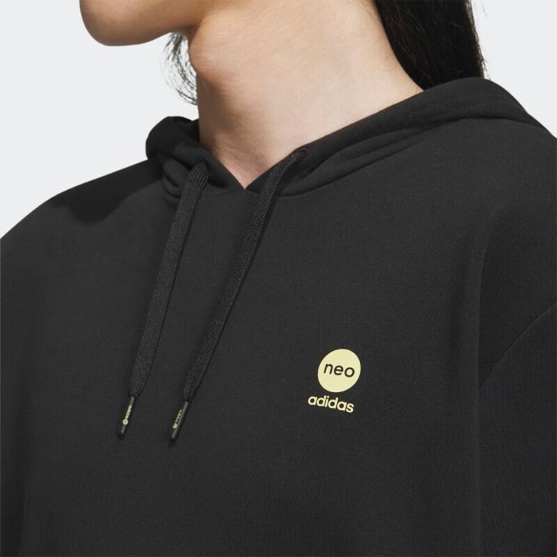 adidas Neo Solid Color Hooded Casual Long Sleeve Sweatshirt Unisex Sweatshirt Black IK2454