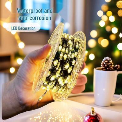 Waterproof LED Christmas Tree Fairy Lights, Dark Green Copper Wire, Outdoor Decoration, Festive Atmosphere