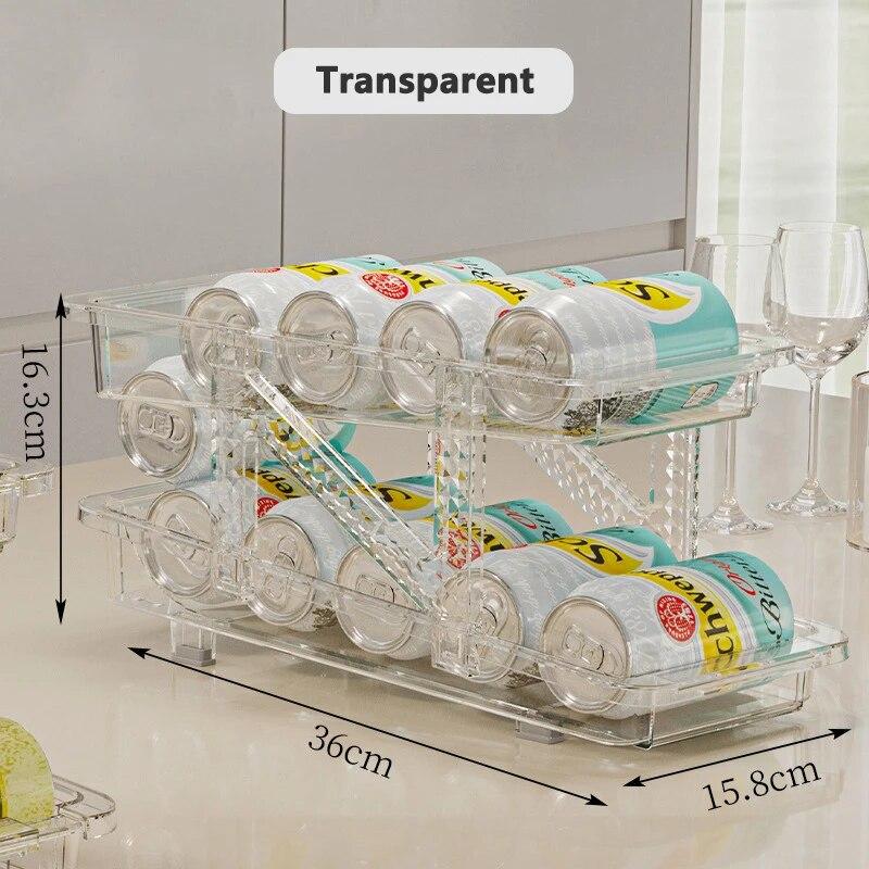 Scalable Refrigerator Organizer Pop Soda Can Dispenser Beverage Holder for Fridge Double-Layer Adjustable Drink Can Storage Rack