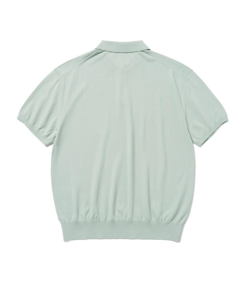XOX Button Collar Summer Cool Crop Short Sleeve Knit [Mint]