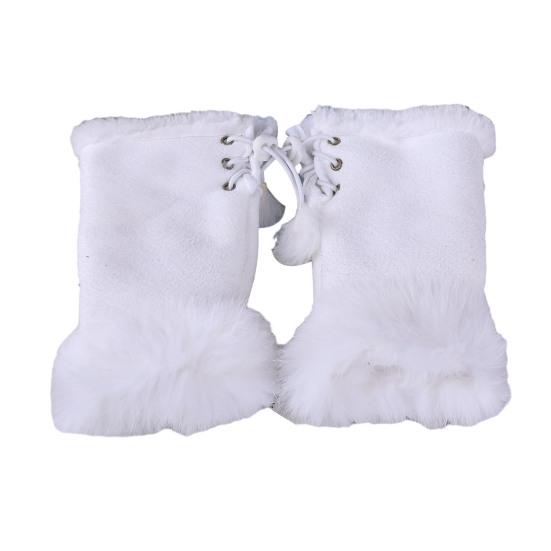 Women Fingerless Gloves Winter Suede Faux Fur Gloves Warm Fuzzy Half Finger Mittens for Women Girls Teens Writing Typing