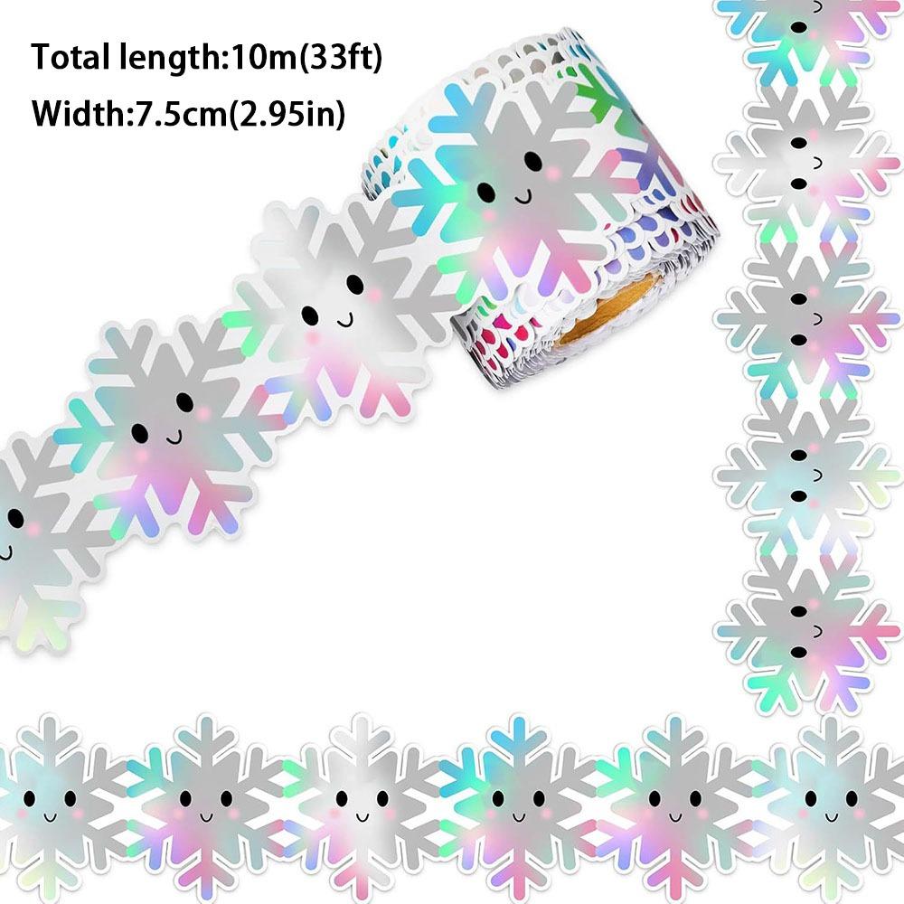 Christmas Candy Border Decorative Sticker Winter Snowflake Christmas Tree Poster Border Stickers Christmas Bells Self-Adhesive