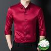 Premium Mulberry Silk Long-Sleeve Men's Shirt - Non-Iron, Solid Color, Business Casual for Autumn and Spring