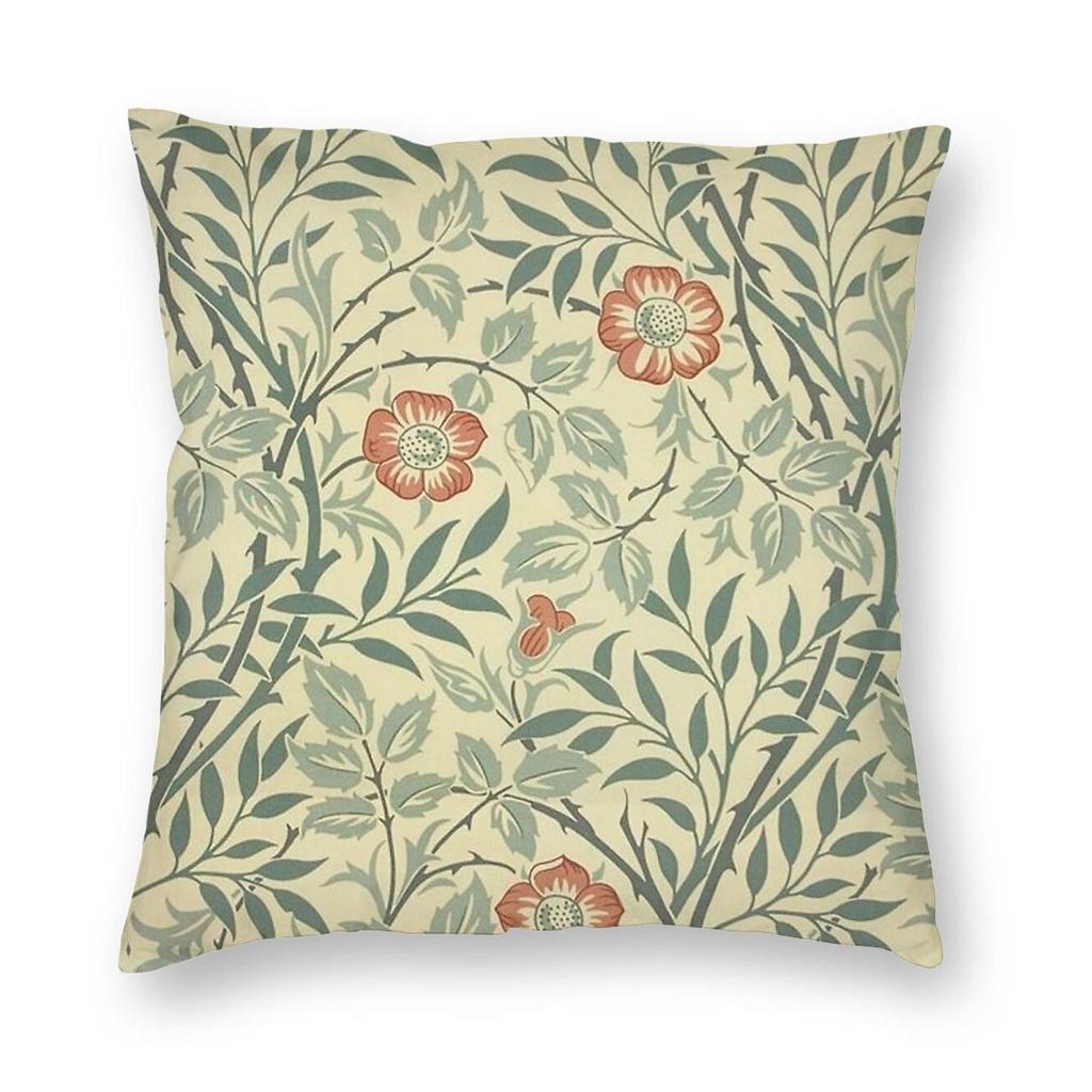 William Morris Hagebutte Quadratisches Kissenbezug Polyester Leinen Samt Muster Reißverschluss Dekoration Kissenhülle Heimkissenbezug