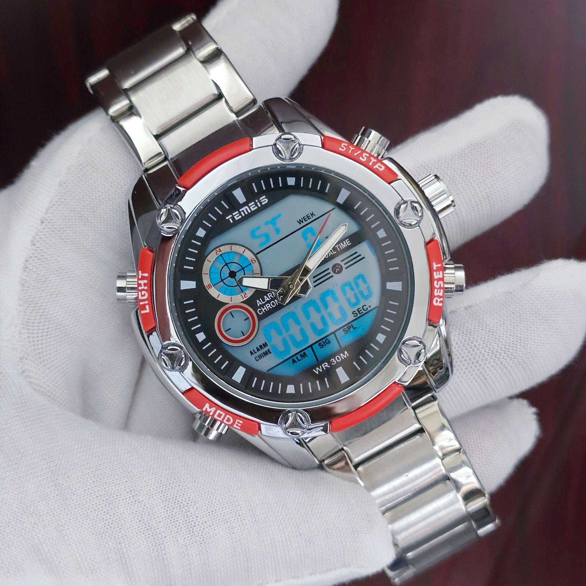 Men S Watch Sports Watch Waterproof Dual Display Watch Large Dial Digital Display Electronic