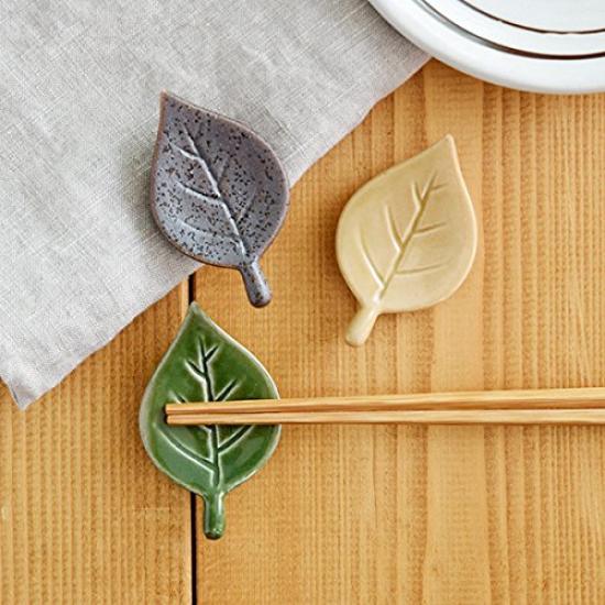 Tableware East Chopstick Rests Set of Cutlery Spoon Tableware Set (Leaf Design), 5, Rests, Rests, (Green)