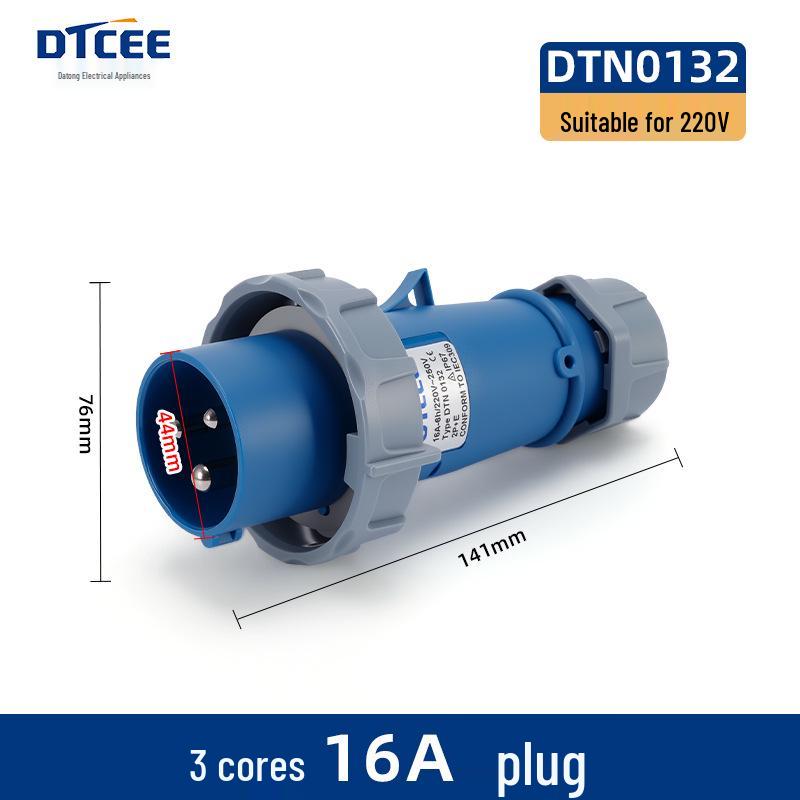 IP67 Waterproof Industrial Angled Plug Socket, 16A/32A, 3-Core, 4-Wire, 5-Pin, Flush Mount, Not Explosion-Proof