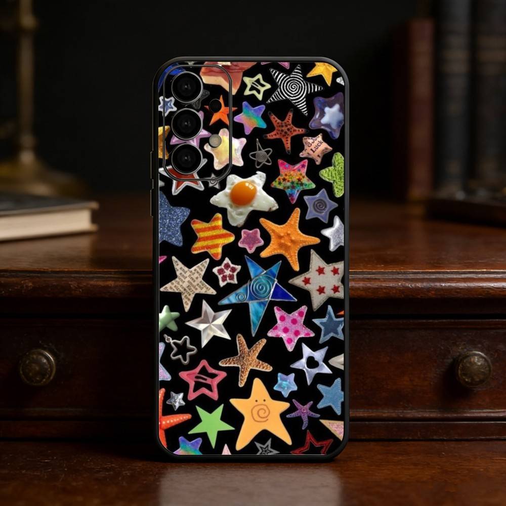 Colorful Star Phone Case For Samsung S25,S24,S21,S22,S23,S30,Ultra,S20,Plus,Fe,Lite Black Shell