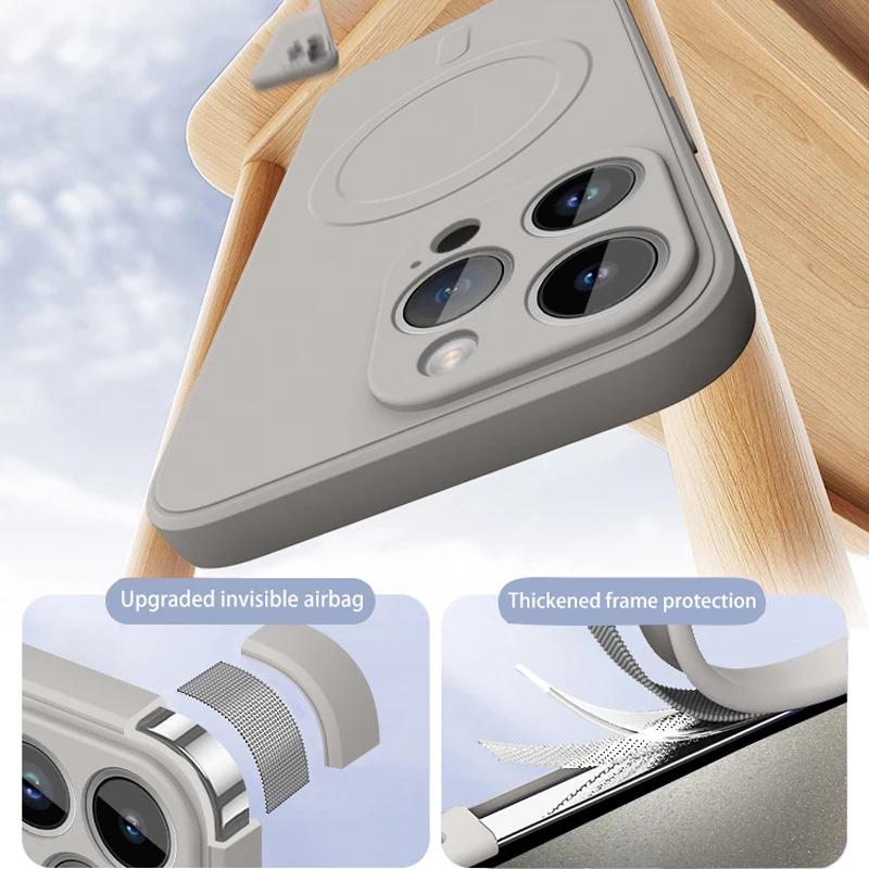 For Magsafe Magnetic Wireless Charging Case For iPhone 17E Air 17 16 15 14 13 12 11 Pro Max Mini 16E Plus Liquid Silicone Cover