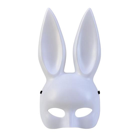 Masque de Lapin d'Halloween Oreilles Longues Lapin Demi-Masque pour Anniversaire Pâques Halloween Mascarade Cosplay Fête Costume