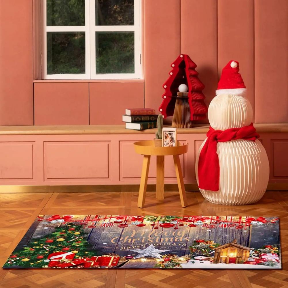 Christmas Tree Balls Rugs Bath Laundry Hallway Doormat Living Room Entrance Non-slip Carpets Bedroom Bedside Foot Mat Home Decor