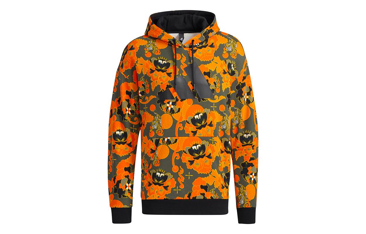 Adidas Sweatshirts Men s Orange Yellow Hooded Moderate Regular GT6492 M