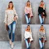 Autumn Winter Plus Size Women Strapless Loose Knit Sweater One Neck Solid Color Pullover Europe USA Style
