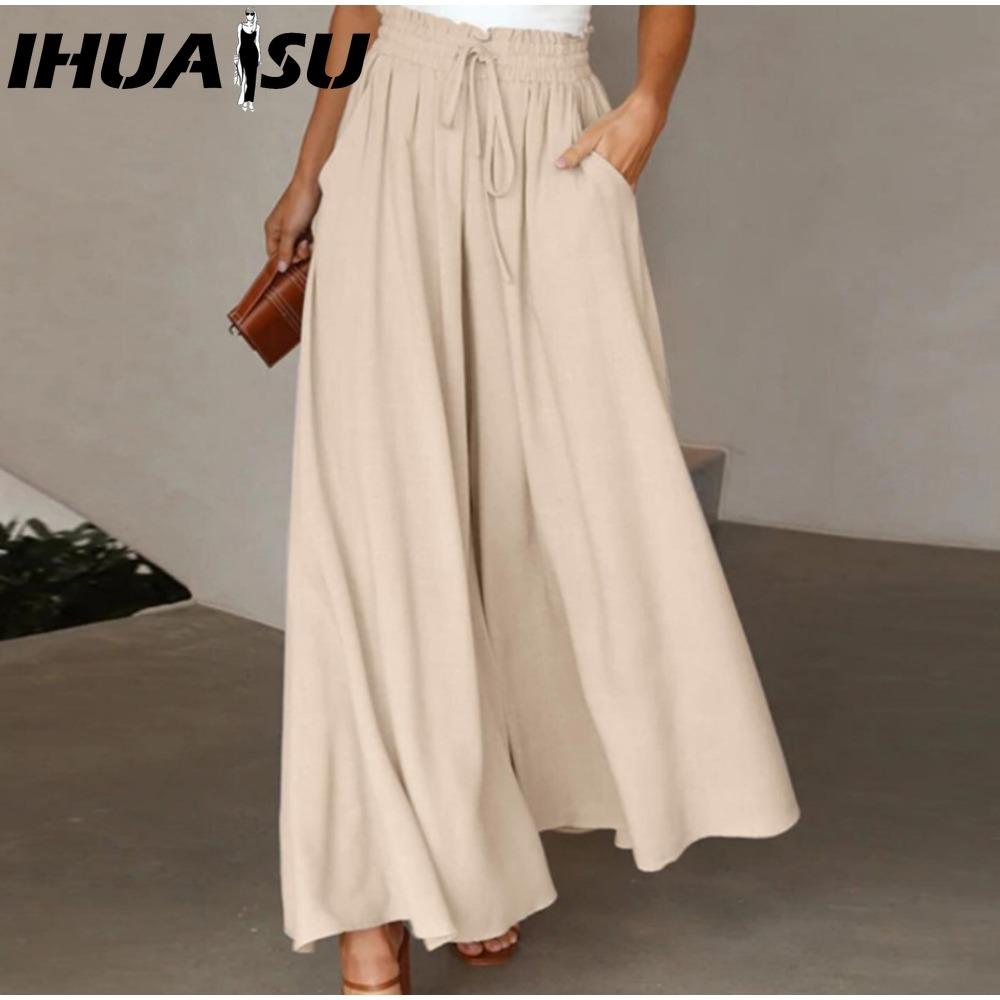 

IHUASU Women s Fashion Casual Solid Color Print Pants & Capris XXL бежевый