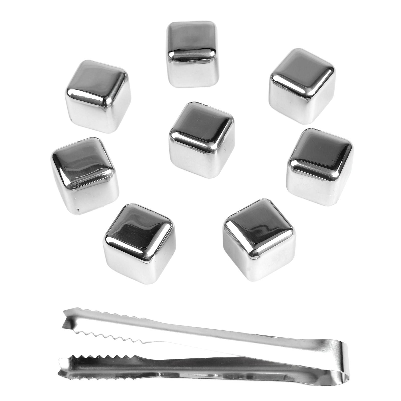 

8pcs Ice Cubes Whiskey Stones Quick Freezing Reusable Stainless Steel Whiskey Stones For Your Favorite Beverage 27mm L