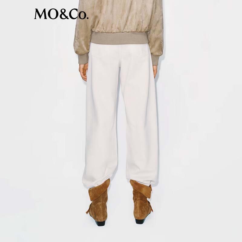 MO&Co. Women's Retro Mid-Waist Wide-Leg Scimitar Cut Denim Jeans