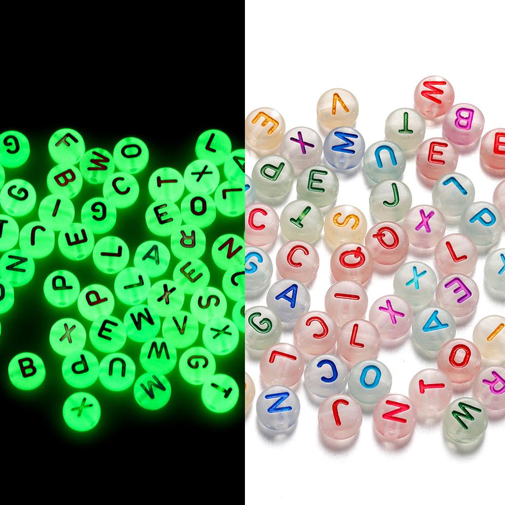 100 Stück/Beutel 7mm Acryl Buchstabenperlen Alphabet Rund Flach Lose Perlen Handgefertigt Für DIY Armband Schmuckherstellung Zubehör
