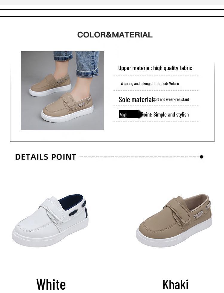 Korean Style Low-Top Leather Slip-On Loafers for Boys & Toddlers - Soft Sole Casual Shoes