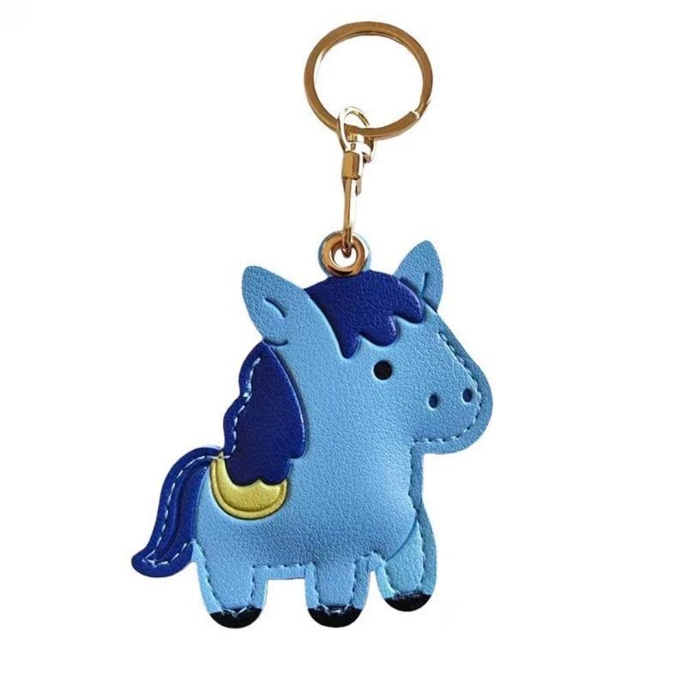 

Year of Horse Horse Keychain Leather Zodiac Pony Bag Charm Horse Car Keychain Year of The Horse Style B Blue