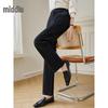 Chushen Women's High-Waist Metal Buckle Straight-Leg Pants