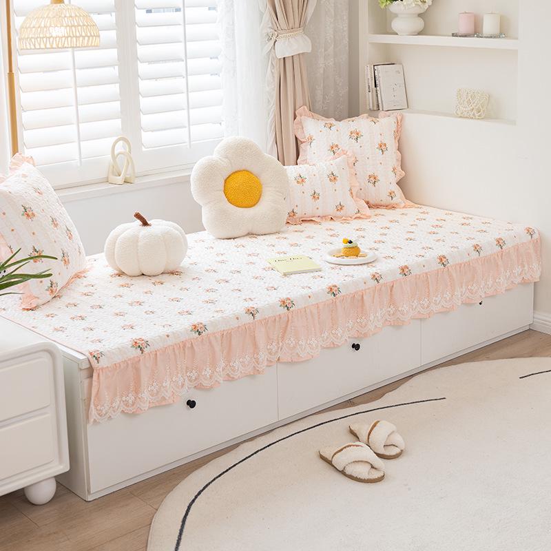 High-End Luxury Bay Window Cushion Set with Valance - Non-Slip & Machine Washable