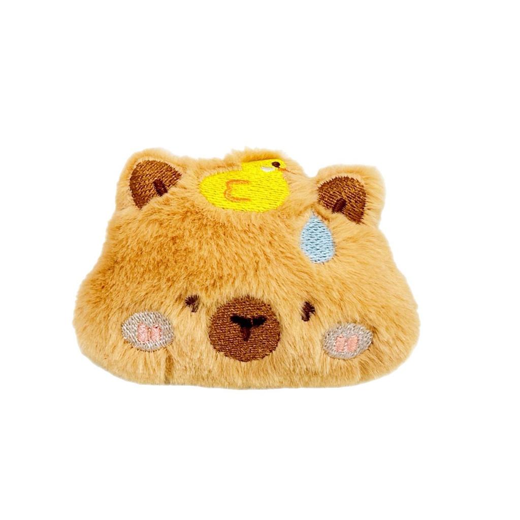 Cartoon Cute Sleeping Capybara Squeaking Pendant Plush Emoji Pin Accessories