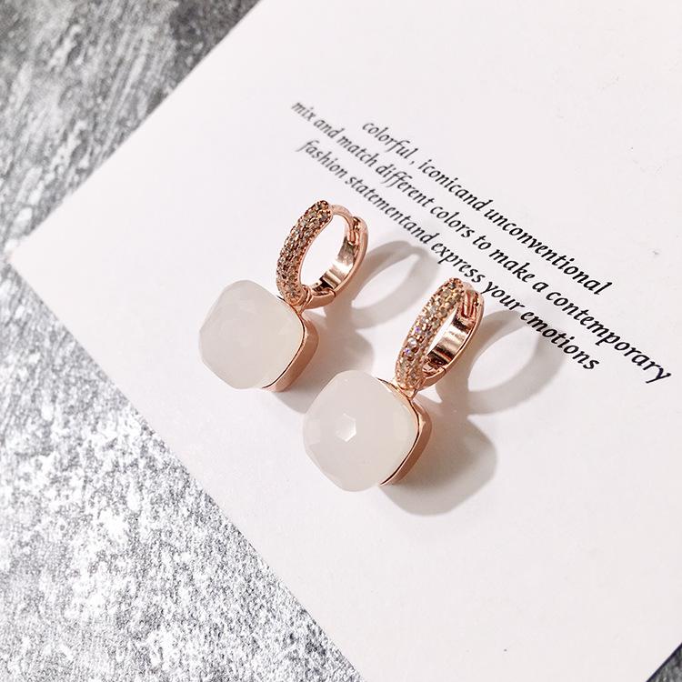 Light Luxury Diamond-encrusted Earrings, Niche Fashionable Vintage Geometric Crystal Earrings