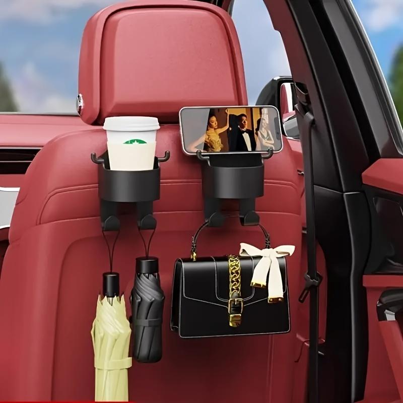 Multifunktionale Haken für Kopfstütze des Autositzes, 3 in 1 Getränkebecherhalter für die Rücksitzlehne des Fahrzeugs, Kopfstützhaken für Auto
