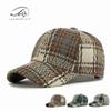 Hat Women's Autumn and Winter New Versatile Hard Top Baseball Cap Men's Retro Color Plaid Cap Sunscreen