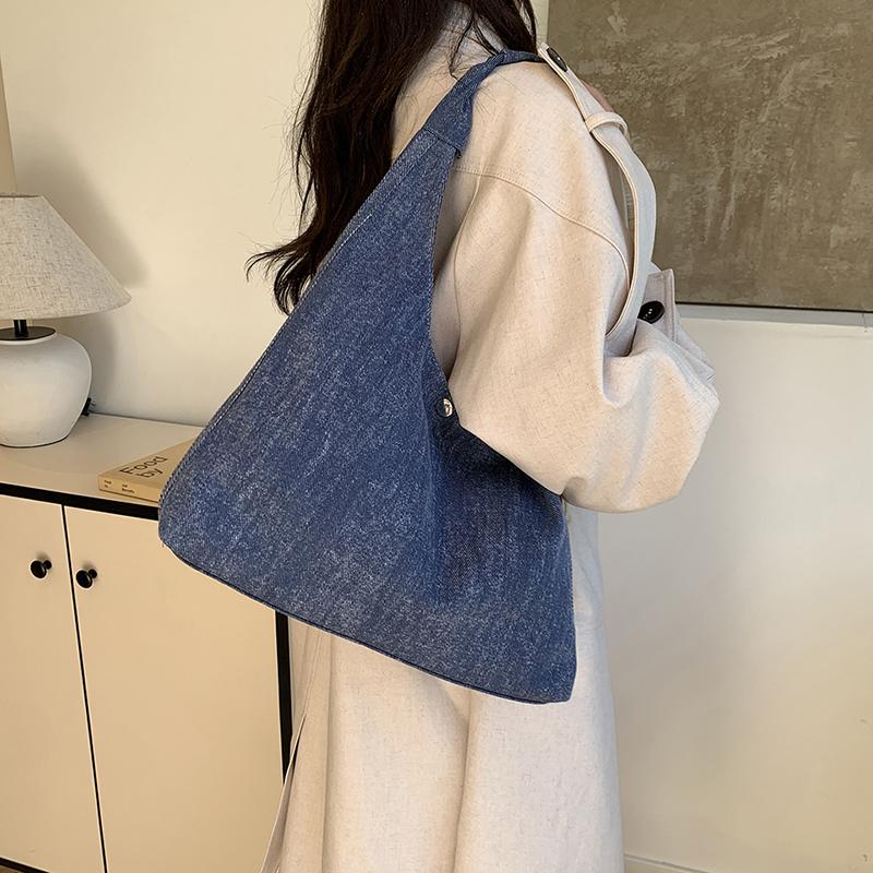 Denim Hobo Bag for Women with Oversized Design and Simple Style