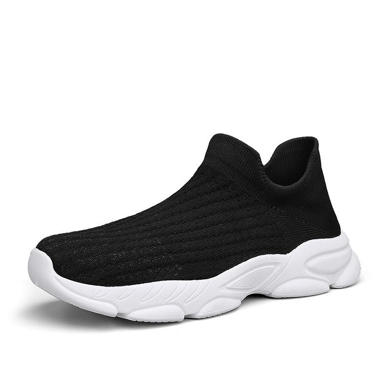 Letnie oddychające buty sportowe na siatce, buty typu lazy socks, buty z tkaniny flying woven, codzienne i wygodne