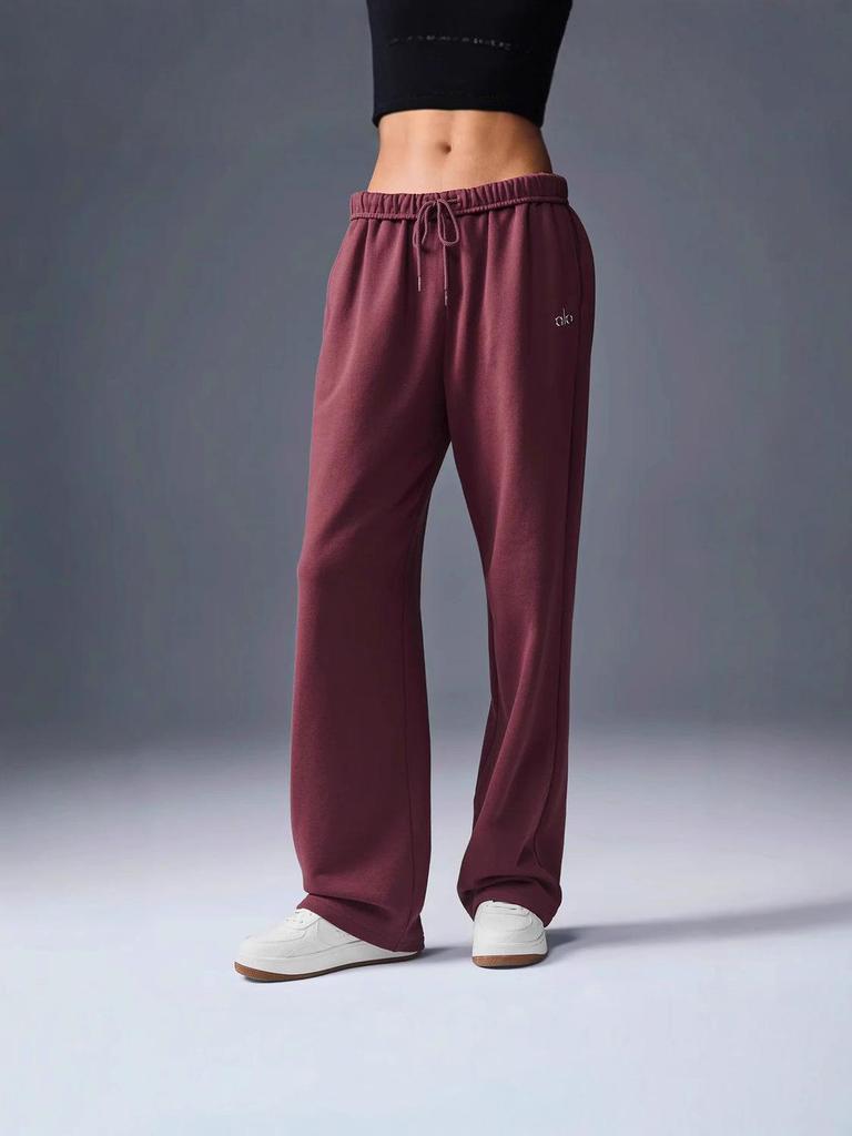 Alo Unisex Retro Volné Sametové Rovné Jógové Kalhoty pro Podzim/Zimu