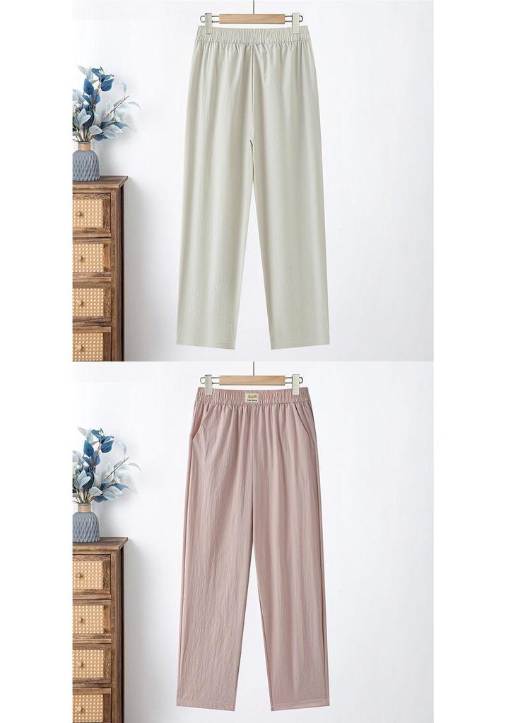 Spring/Summer 2026 Women's Versatile Casual Pants: Loose Straight-Leg, Elastic Waist, Perfect for Middle-aged & Elderly Moms