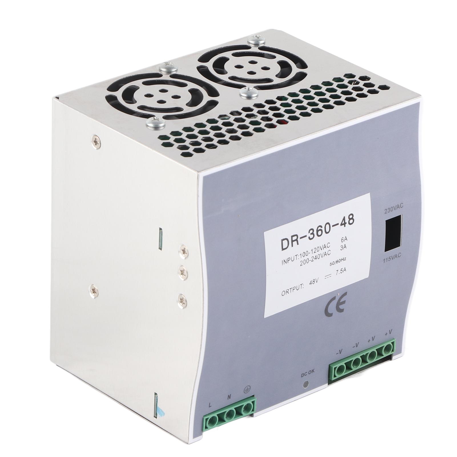 

AC to DC Power Supply 360W 100‑120V AC 200‑240V AC Input Voltage Switching Power Supply Din Rail Mount