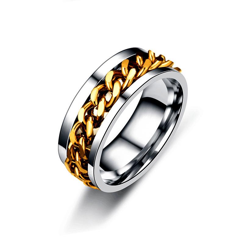 Trendy Titanium Steel Rotatable Chain Ring for Men - Hip Hop Couple Style Jewelry