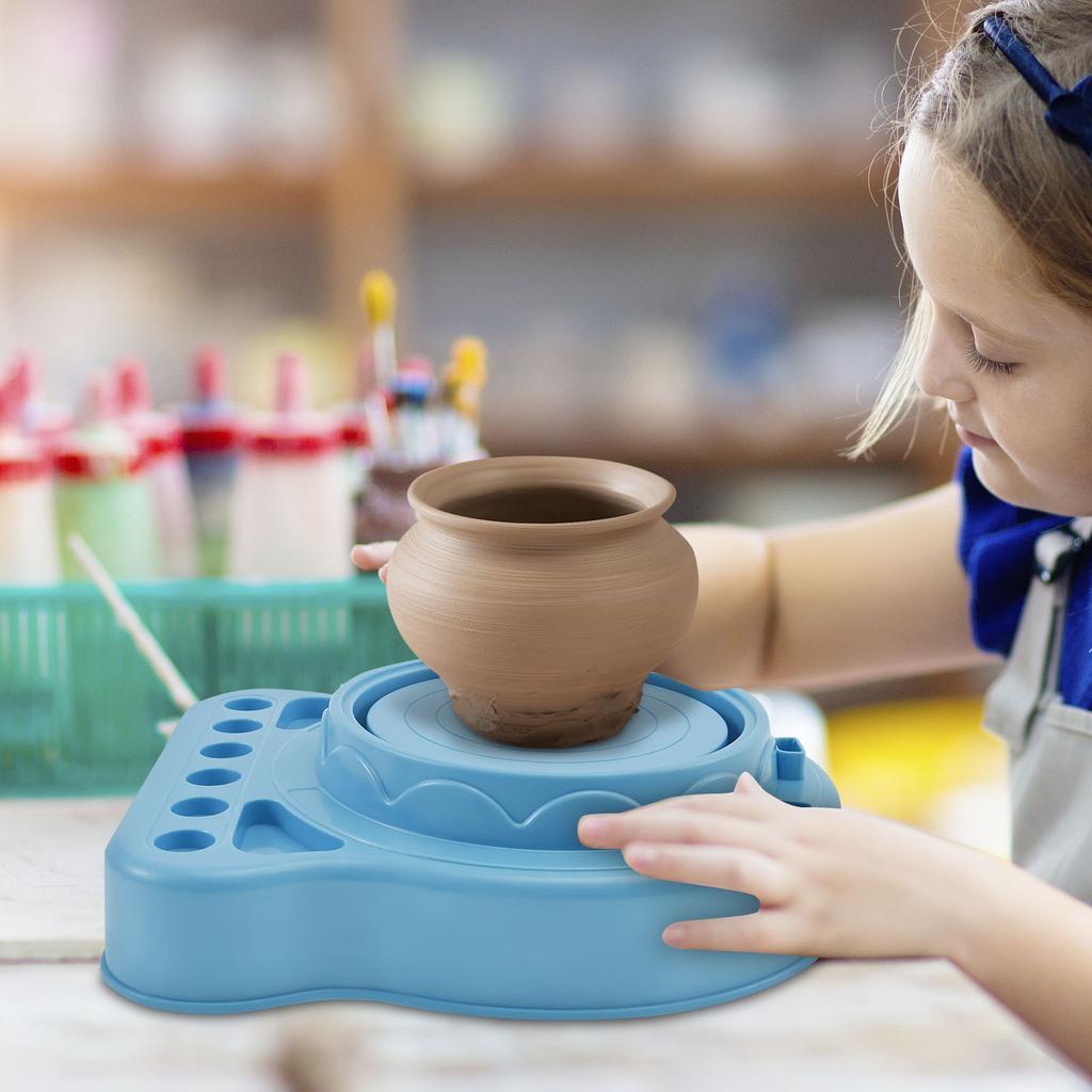 Electric Pottery Wheel Machine Manual Handle & Foot Pedal for School Ceramic Clay Working Forming DIY Art Craft Kid Toys