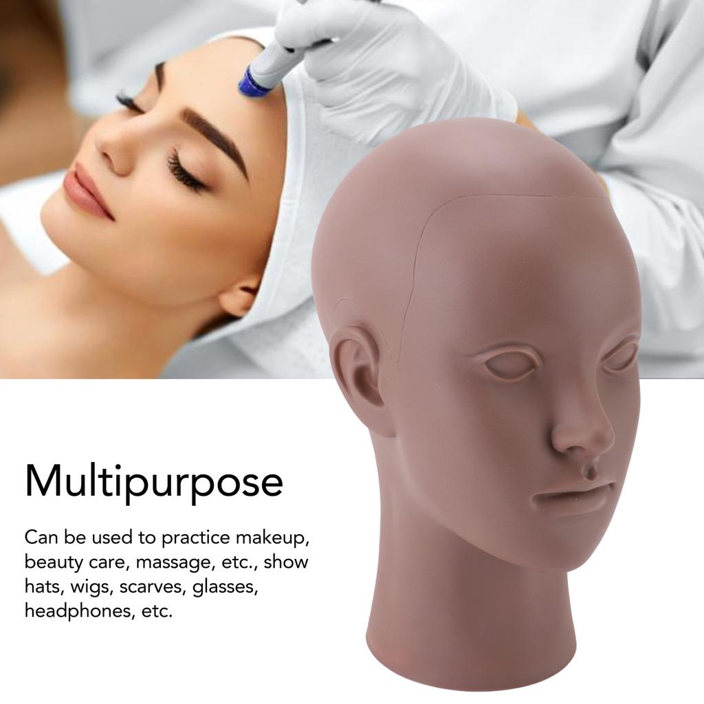 Female Bald Head Mannequin PVC Soft Rubber Human Skin Texture Makeup Practice Mannequin Head for Wig Hat Scarf Display