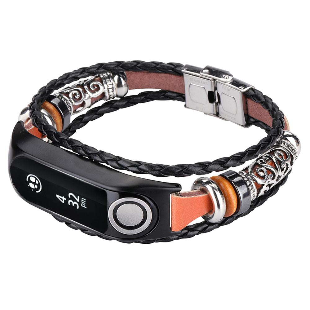 

For TomTom Touch Vintage Watch Strap Ethnic Style DIY Beaded Bracelet Brown