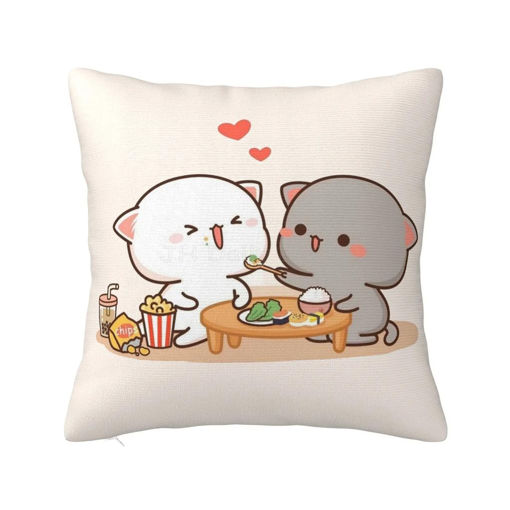 Peach and Goma Pillow Case Mocha Mochi Peach Cat Cushion Cover Pillow Cover Decorative Pillows for Sofa Car Pillowcase Xcm