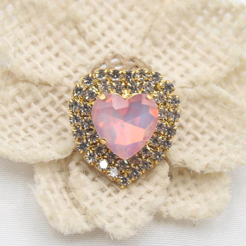 10 Pieces of High-end 21 * 22MM Inlaid Mocha Peach Heart Diamonds, Suitable for Weddings, Bow Decorations, and Invitation Letter