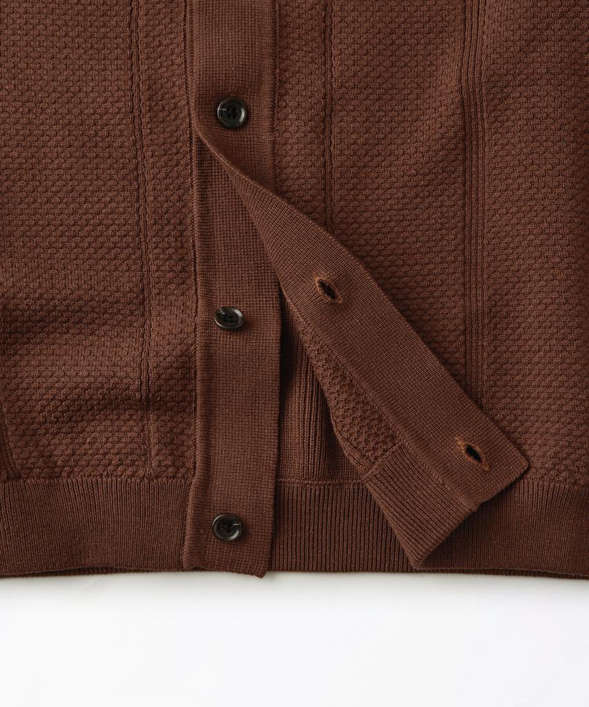 OUTSTANDING Ls Stripe Collar Knit Cardigan_Brown