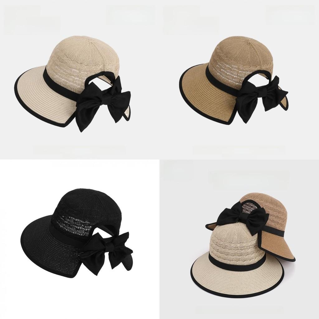 Summer Sun Hat For Women With Large Brim And Bow Tie For Outdoor Sun Protection