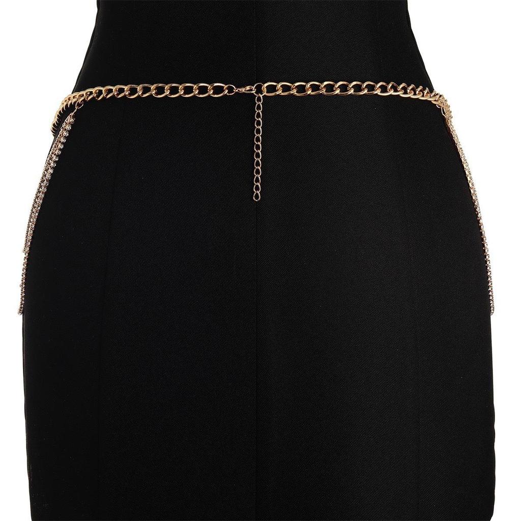Versatile Metal Rhinestone Tassel Waist & Body Chain for Women 
