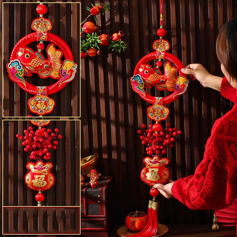 

Счастливое украшение на Новый год, подвесной кулон с кисточкой на Праздник Весны, креативный красный кулон на удачу, окно Style A