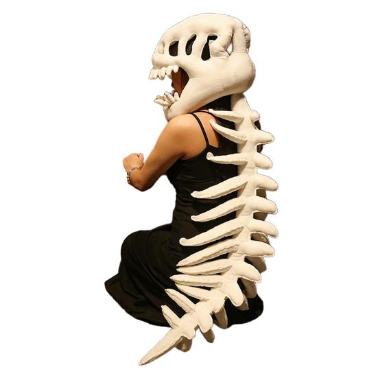 Dinosaur Skeleton Costume Set Realistic Plush Dino Outfit with Spine Detail Headband