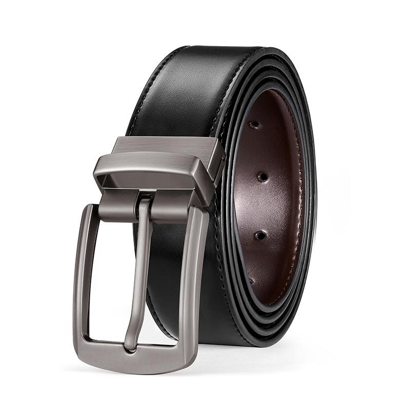 Four Seasons Available New Belt Men'S Rotating Buckle Leather Belt Men'S Needle Buckle Casual Double Sided Cowhide Pants Belt