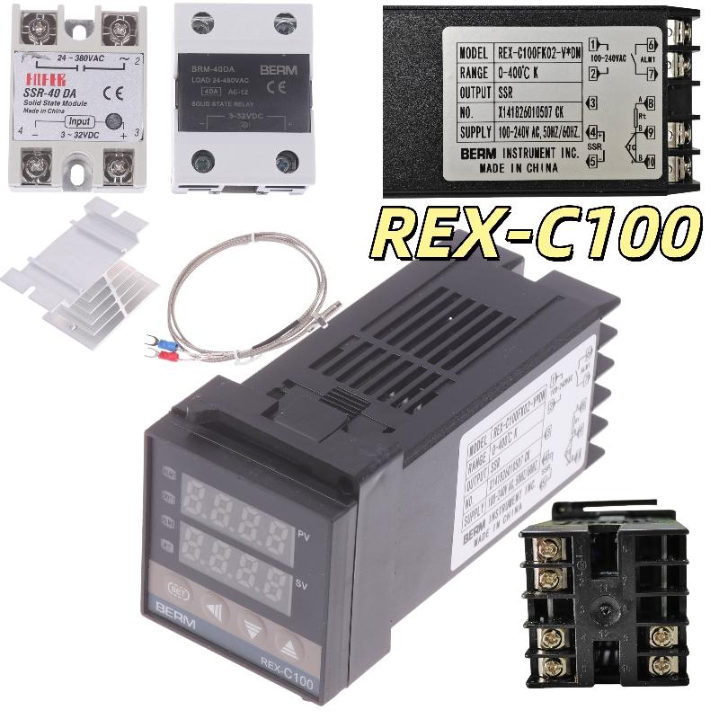 REXC100 PID Controller Set K Type Probe 25A 40DA SSR Relay for Greenhouse Temperature Control and Egg Incubator